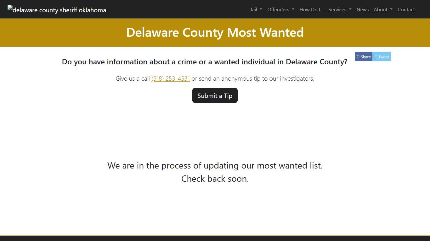 Most Wanted Delaware County Sheriff's Office